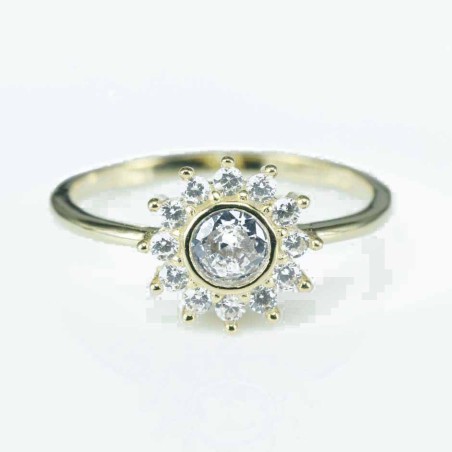 Ring Flower 10mm. Circonia gold