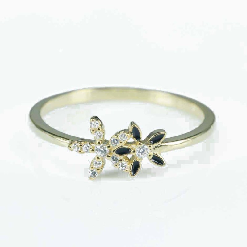 Ring Flower 7mm. Circonia gold