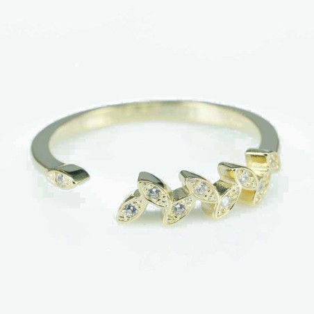 Ring Leaf 4mm. Circonia gold