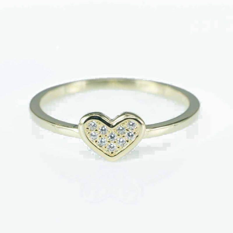 Ring Heart 7mm. Circonia gold