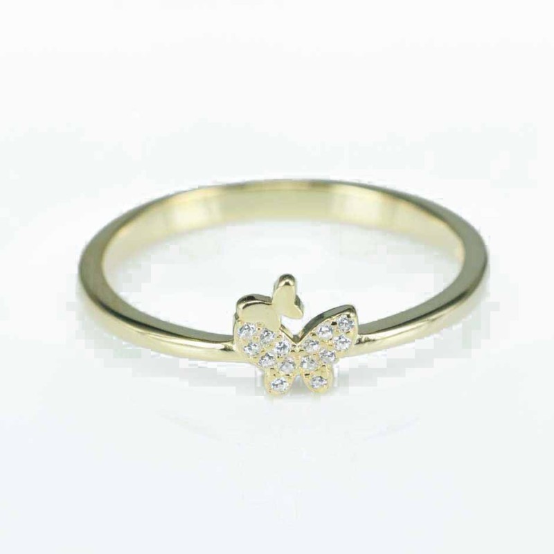 Ring Butterfly 7mm. Circonia gold