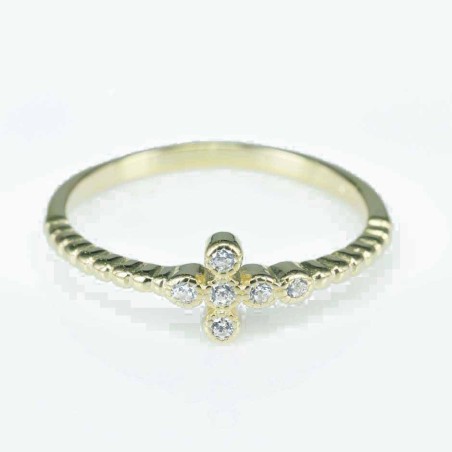 Ring Cross 7mm. Circonia gold