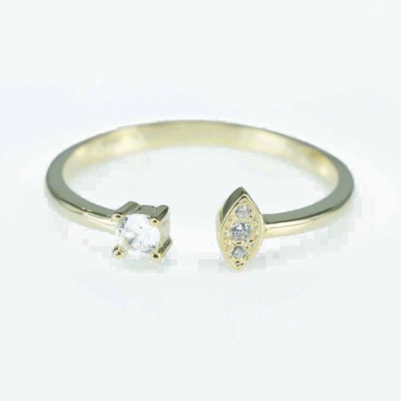 Ring Rhombus 3+6mm. Circonia gold