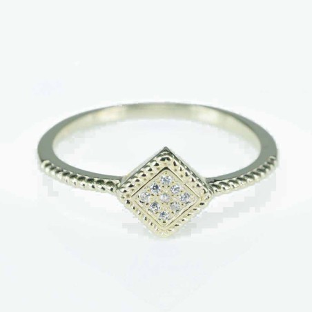 Ring Rhombus 8mm. Circonia gold