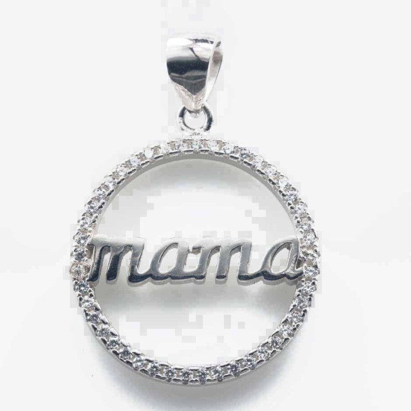 Pendant  Round Mama 20mm. Circonia