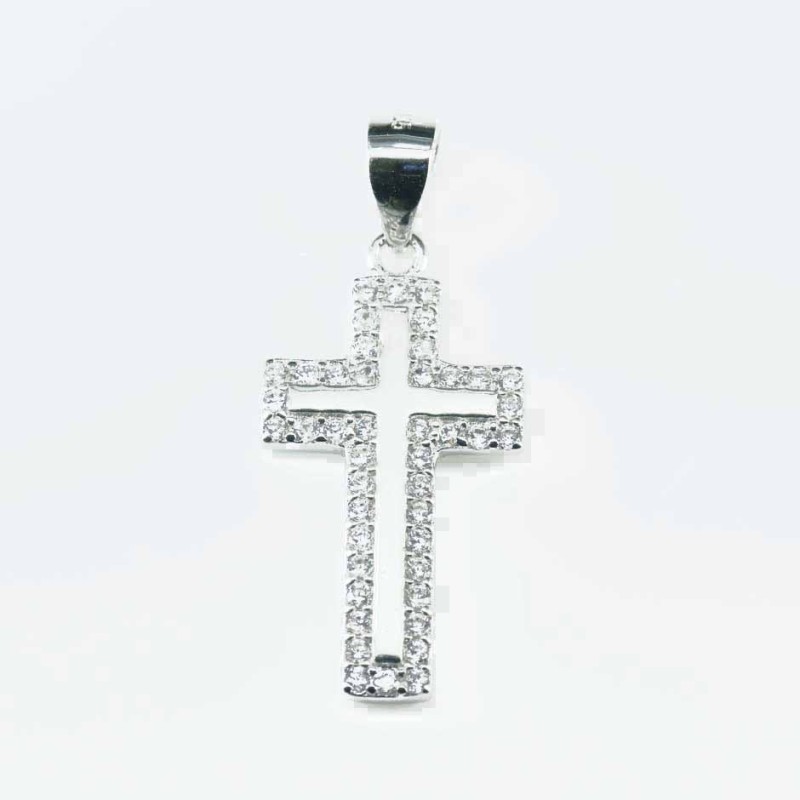 Pendant Cross 12x22mm. Circonia