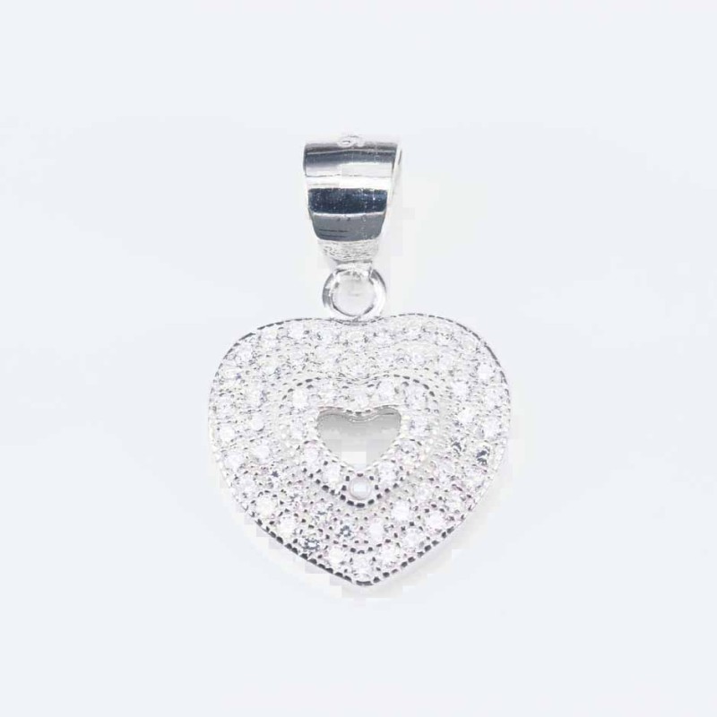 Pendant Heart 13mm. Circonia