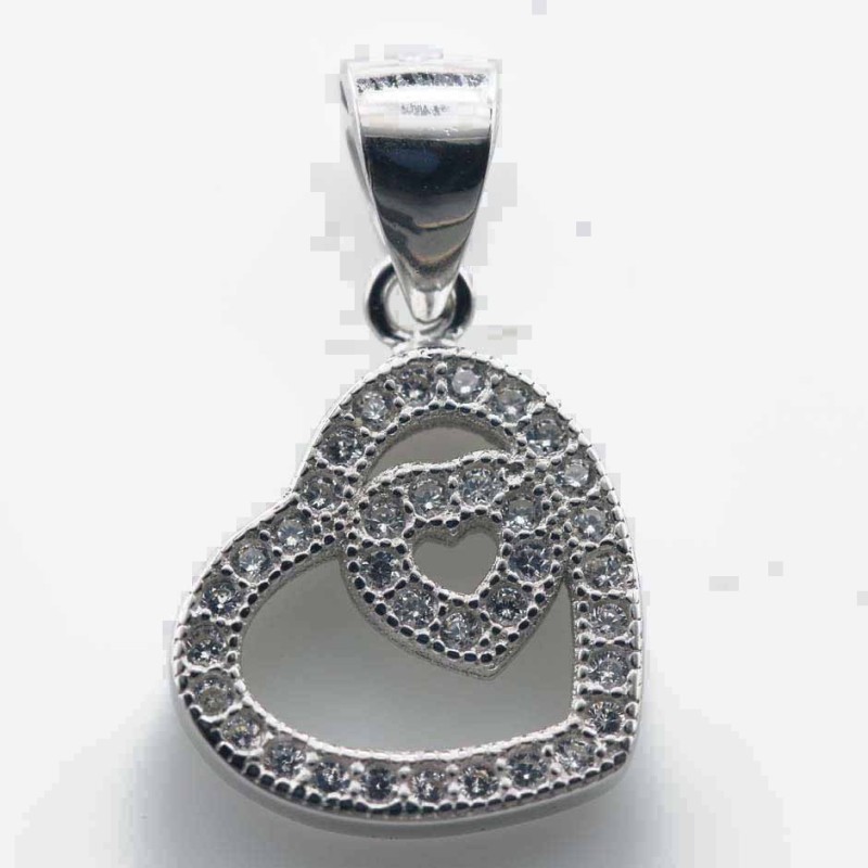 Pendant Heart 13mm. Circonia