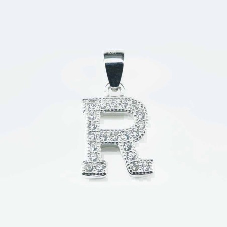 Pendant  R"  10x14mm. Circonia