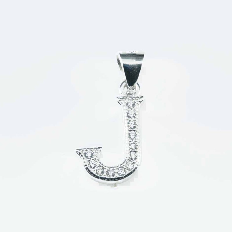 Pendant  J"  9x14mm. Circonia