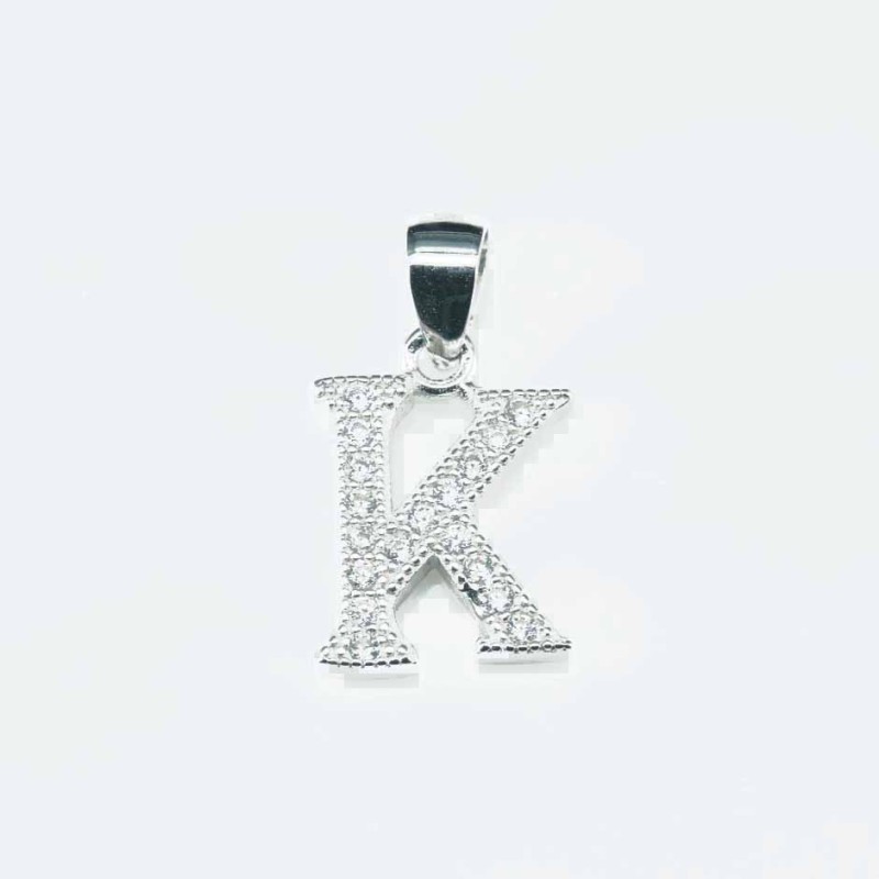 Pendant  K"  9x14mm. Circonia