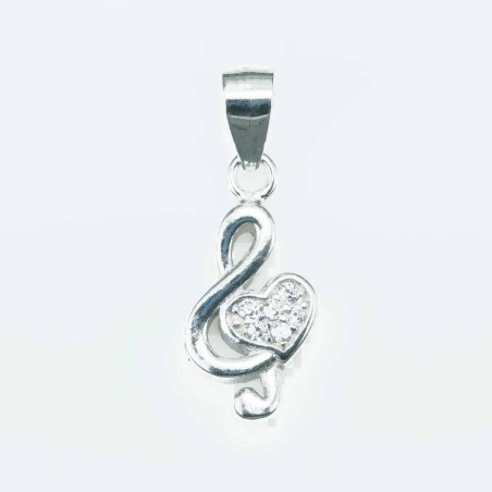 Pendant Music heart 7x15mm. Circonia