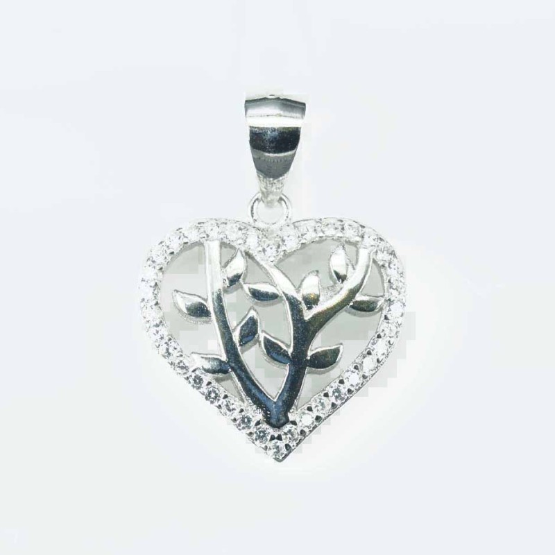 Pendant Heart Tree of live 16mm. Circonia