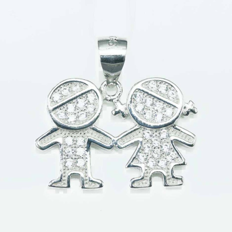 Pendant Boy And Girl 15x21mm. Circonia