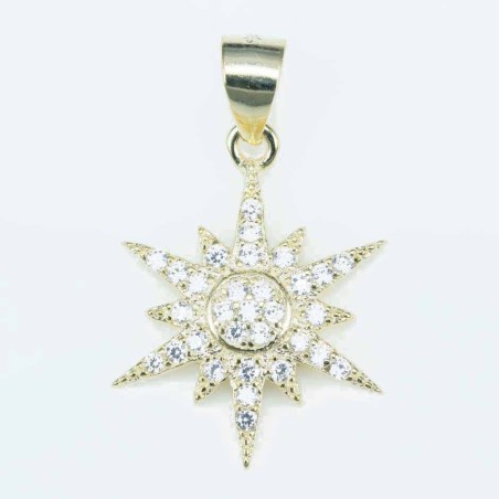 Pendant Star 16mm. Circonia gold color