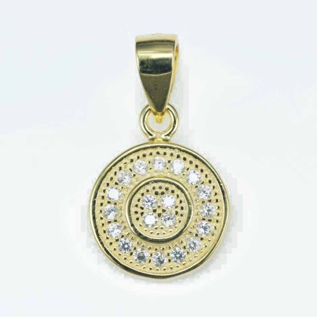 Pendant Round 10mm. Circonia gold color