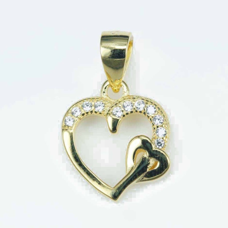 Pendant Heart 11mm. Circonia gold color