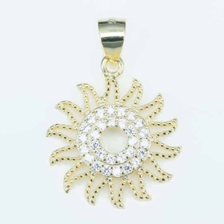 Pendant Sun 18mm. Circonia gold color