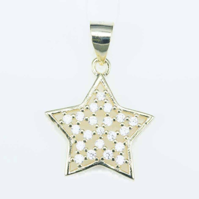 Pendant Star 19mm. Circonia gold color