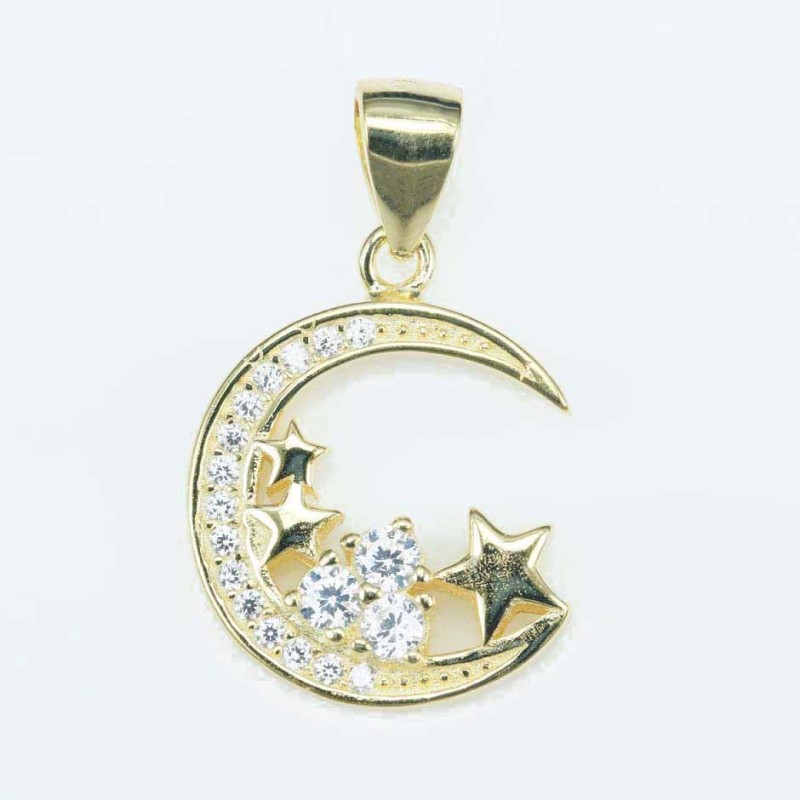 Pendant Moon 15x19mm. Circonia gold color Pendant Moon 15x19mm. Circonia gold color