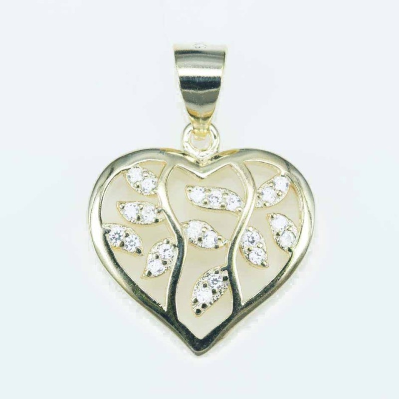 Pendant Hert Tree of live 15mm. Circonia gold