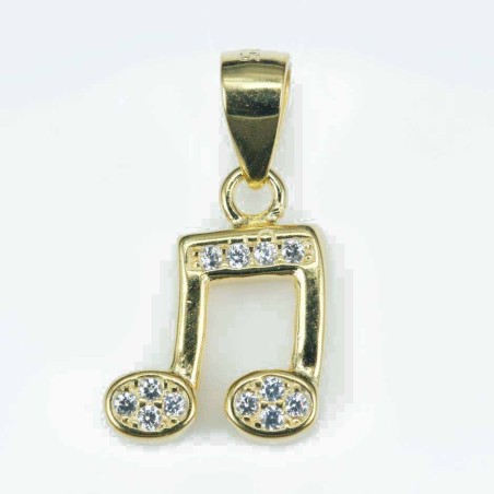 Pendant Music 10x12mm. Circonia gold color