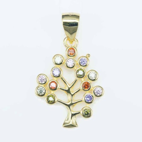 Pendant Tree 14x20mm. Circonia gold color