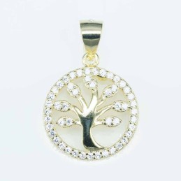 Pendant Tree of live 15mm. Circonia gold color