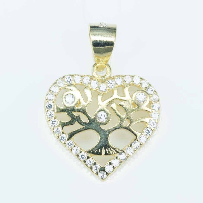 Pendant Hert tree of live 15mm. Circonia gold