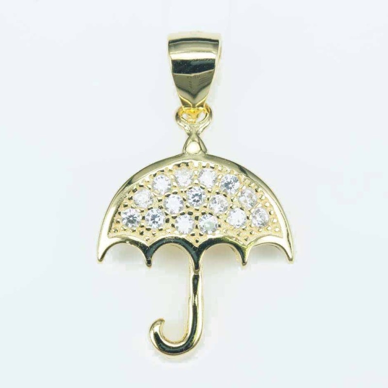 Pend. Umbrella 14x20mm. Circonia gold color