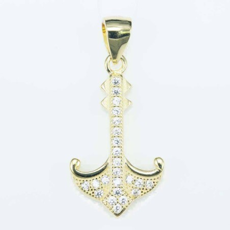 Pendant Anchor  13x14mm. Circonia gold color