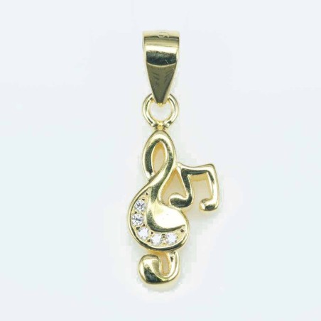 Pendant Music 8x16mm. Circonia gold color