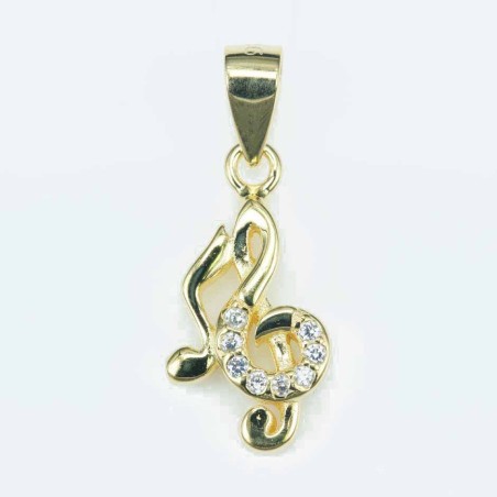 Pendant Music 8x16mm. Circonia gold color