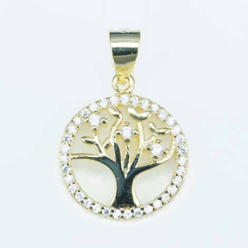 Pendant Tree of live 15mm. Circonia gold color