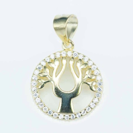 Pendant Tree of live 15mm. Circonia gold color