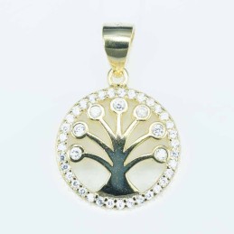 Pendant Tree of live 15mm. Circonia gold color