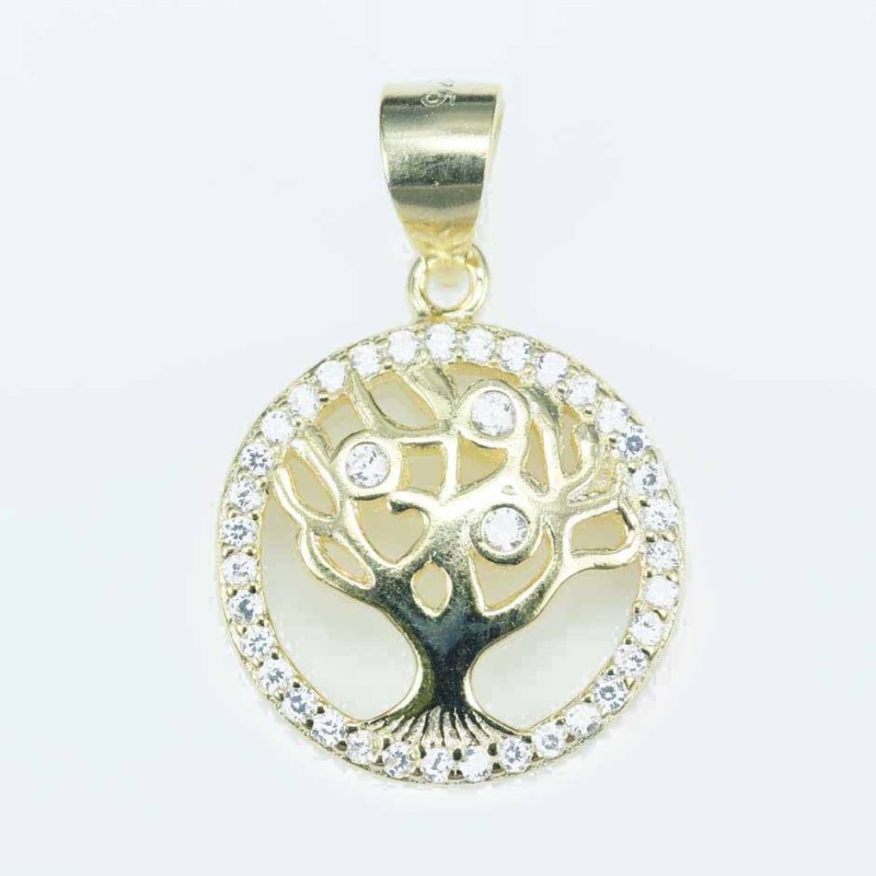 Pendant Tree of live 15mm. Circonia gold color