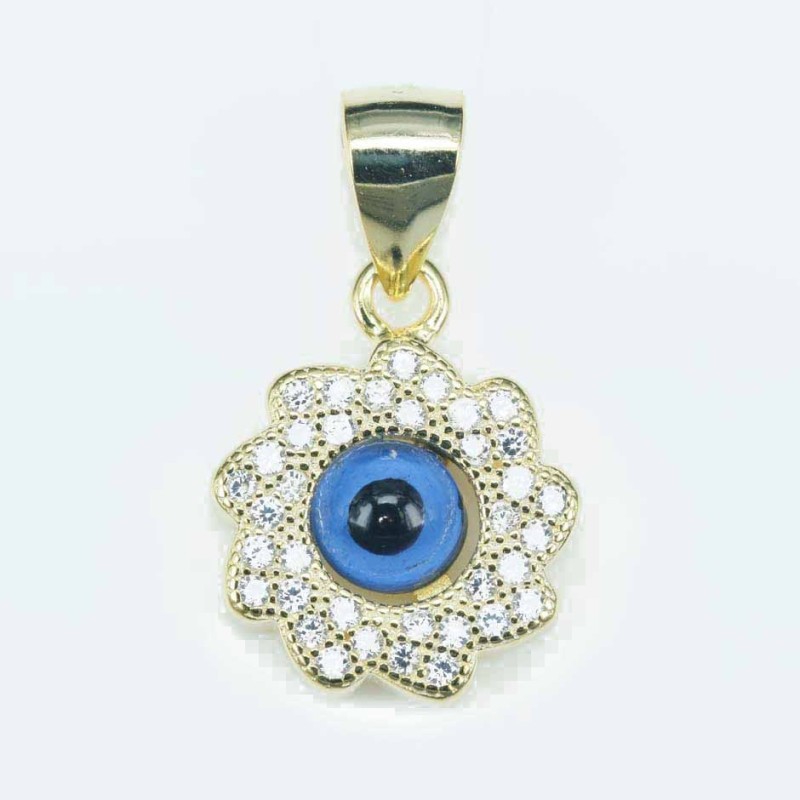 Pendant Eye 12mm. Circonia gold color