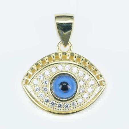 Pendant Eye 15x17mm. Circonia gold color