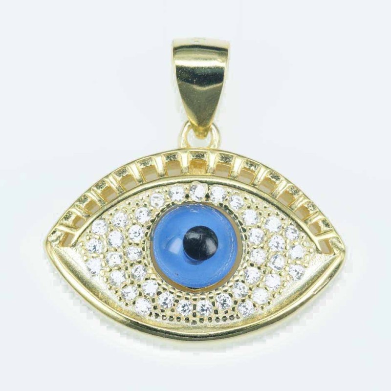 Pendant Eye 16x21mm. Circonia gold color