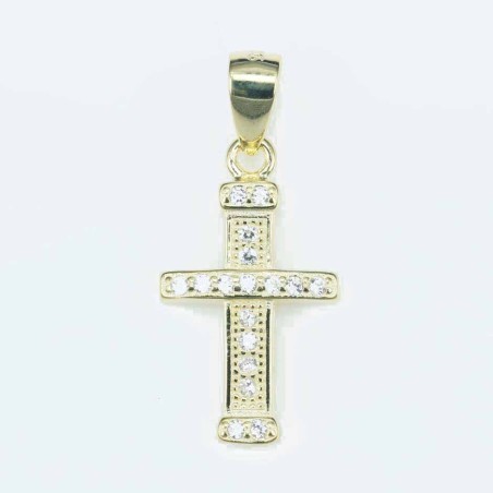 Pendant Cross 10x18mm. Circonia gold color