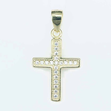 Pendant Cross 12x18mm. Circonia gold color