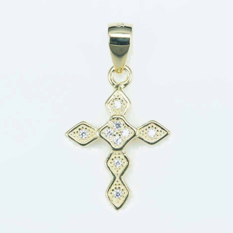Pendant Cross 12x18mm. Circonia gold color Pendant Cross 12x18mm. Circonia gold color