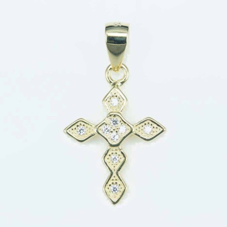 Pendant Cross 12x18mm. Circonia gold color