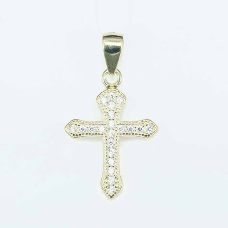 Pendant Cross 13x18mm. Circonia gold color