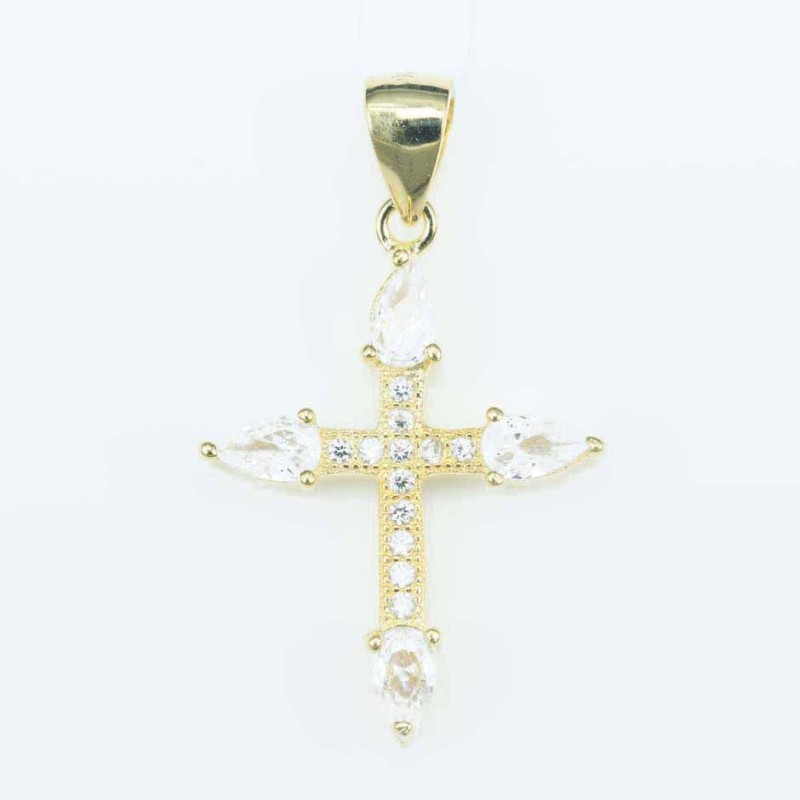 Pendant Cross 18x25mm. Circonia gold color Pendant Cross 18x25mm. Circonia gold color