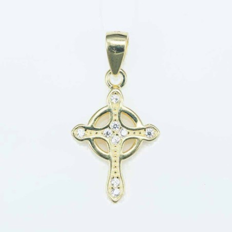 Pendant Cross 12x18mm. Circonia gold color