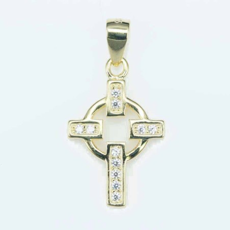 Pendant Cross 12x19mm. Circonia gold color