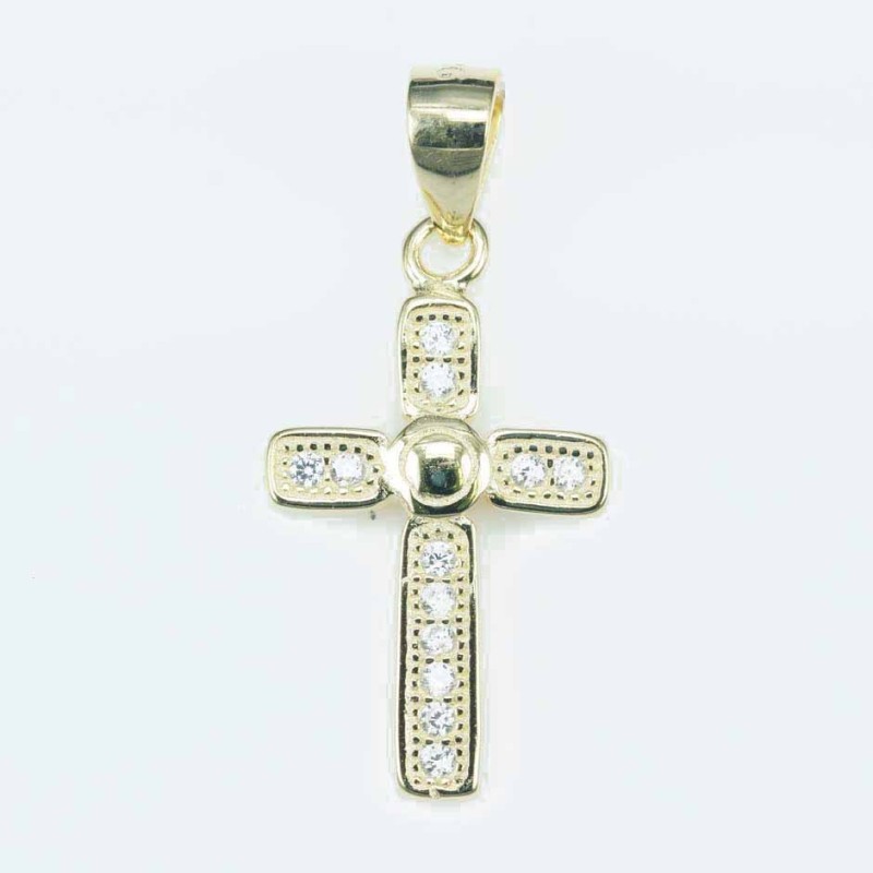 Pendant Cross 11x20mm. Circonia gold color