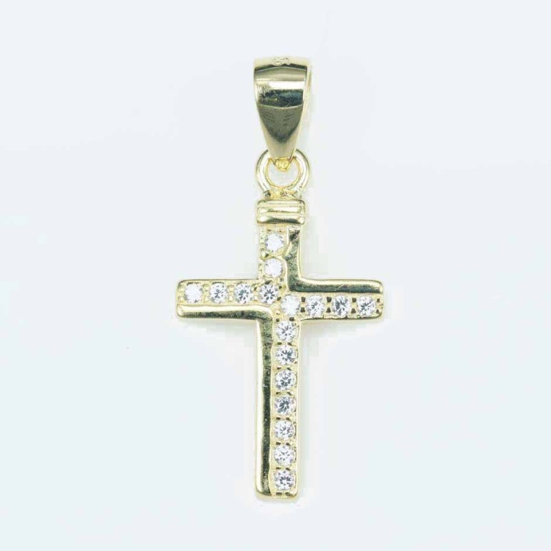 Pendant Cross 11x19mm. Circonia gold color